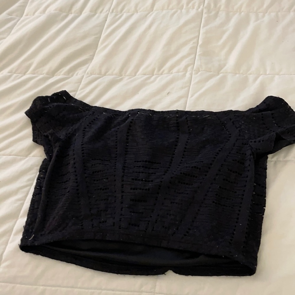 Black off the shoulder cropped top